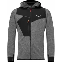Salewa - Polaire chaude et légère - Puez 2 Dry M L/S Hood FZ Tee Black Out Melange pour Homme en Tissu Technique - Taille S - Gris