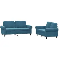 vidaXL ensemble de canapé 2 pièces avec coussin Bleu velours