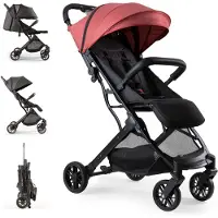 Interbaby Poussette de voyage , compacte, jusqu'à 22 kg, cabine à main, fonction inclinable (rouge)