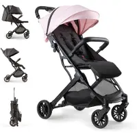 Interbaby Poussette de voyage , compacte, pour enfants jusqu'à 22 kg, cabine à main, fonction inclinable (rose)