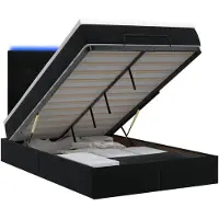 vidaXL Coffre de lit avec matelas et éclairage LED, noir, 120 x 200 cm, revêtement en velours