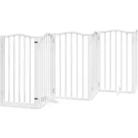 vidaXL Barrière pour chiens et porte 6 panneaux blanc bois de peuplier