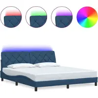 vidaXL Cadre de lit avec LED sans matelas bleu 180x200 cm Tissu