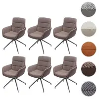 Mendler Lot de 6 chaises de salle à manger HWC-K32, chaise de cuisine fauteuil chaise, pivotante position auto, tissu/textile brun-brun foncé