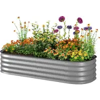 Outsunny , jardinière surélevée en métal, bac de plantation, jardinière à fleurs à monter soi-même avec fond ouvert