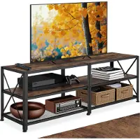 TecTake Meuble bas - 141 cm, Bois foncé industriel, rustique
