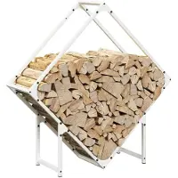 vidaXL Étagère à bois de chauffage Blanc 80x25x80 cm Acier laminé à froid