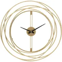 Mauro Ferretti Horloge murale, structure circulaire en fer, dimensions 50x4 cm, finition dorée, avec des bandes dorées
