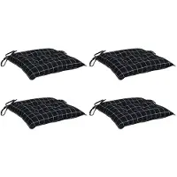 vidaXL Coussins De Chaise 4 Pcs Carreaux Noir 50x50x7 Cm Tissu