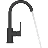 Hansgrohe robinet de lavabo monocommande Rebris S, modèle 210, avec douchette pivotante et bonde à coulisseur, finition noir mat