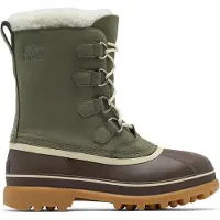 Sorel - Après-skis chauds et imperméables - Caribou WP Stone Green Tobacco pour Homme en Cuir - Taille 41,5 - Kaki
