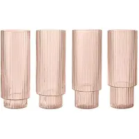 Ferm Living Ripple Verres à boire longs - Lot de 4 Blush