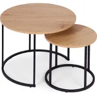 Modernhome Ensemble de deux tables basses rondes, finition chêne clair, style industriel moderne, marque