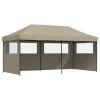 vidaXL Tente de réception pliable Pop-Up avec 3 parties latérales Taupe