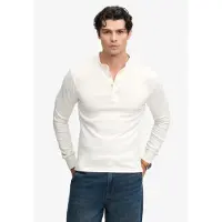 Superdry pour homme. M6010965A T-shirt Woven Placket blanc cassé (L), Casuel, Coton, Manche longue