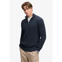 Superdry pour homme. M6110731A Sweat Preppy Cotton Cable marine (L), Casuel, Coton