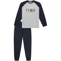Schiesser Pyjama 'Nightwear' bleu foncé / gris chiné