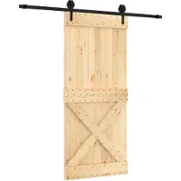 vidaXL Porte coulissante , finition naturelle et noire, 90 x 210 cm, pin massif