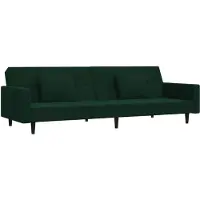 vidaXL Canapé-lit à 2 places avec deux oreillers Vert foncé Velours