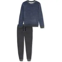 Schiesser Pyjama long ' Casual Nightwear ' bleu denim / gris