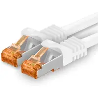 1aTTack.de Câble de connexion réseau LAN 10 Gbit/s, 1x 5m, RJ45, câble réseau CAT7 - blanc