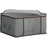 vidaXL Boîte de rangement avec fenêtre latérale transparente, gris