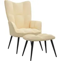 vidaXL Fauteuil "Gückingen" en velours (100% polyester), acier blanc crème. Dimensions (l/h/p) 61x96x70 cm