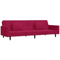 vidaXL Canapé-lit à 2 places et deux oreillers Rouge bordeaux Velours