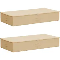 vidaXL - Boîtes de rangement, lot de 2, en tissu non tissé, 90 x 48 x 15 cm, 64,8 L, couleur crème