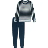 Schiesser Pyjama 'Casual Essentials' bleu foncé / blanc