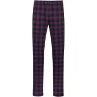 Mey Pantalon de pyjama ' Serie Lumber Grid ' bleu foncé / lie de vin