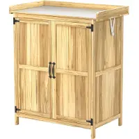 Outsunny Armoire de jardin en bois, abri de jardin résistant aux intempéries 74x43x88cm, abri de jardin