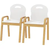 AIYAPLAY Lot de 2 chaises d'enfant en bois, réglables en hauteur, pour bureau, blanches
