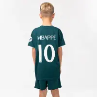 Real Madrid Tenue Extérieure Mbappé - Tenue de Football Enfants - Taille 152 - Saison 2026/2027 - Maillot et Short - Garçons - Filles - Vert Foncé