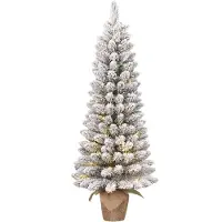 Black Box Trees Trees Gerlos : sapin de Noël artificiel avec éclairage - Sapin artificiel H 120 x P 51 cm - Sapin de Noël artificiel aux branches enneigées - Décoration de Noël d'intérieur - 166 branches -