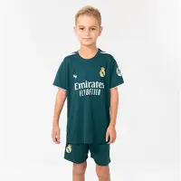 Real Madrid Tenue Extérieure - Tenue de Football Enfants - Taille 116 - Saison 2026/2027 - Maillot et Short - Garçons - Filles - Vert Foncé