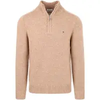 Tommy Hilfiger Pullover Half Zip Lambswool Safari Canvas Heather Beige taille L