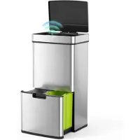 HOMCOM HOMdotCOM Poubelle - 3 compartiments - Capteur inclus - inox