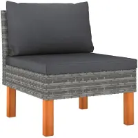 vidaXL Ensemble de salon de jardin 9 pièces Poly rotin et bois d'eucalyptus Gris