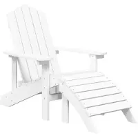 vidaXL Chaise de jardin Adirondack avec tabouret & table PEHD blanc