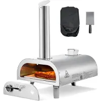 Vevor Four à Pizza d’Extérieur 12 pouces 305 mm, Four à Granulés de Bois Portable, en Acier Inoxydable, avec Thermomètre Intégré, Pelle et Sac de Transport, pour Réunion Camping Jardin Arrière-Cour