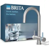 Brita Robinet de cuisine 3 voies en acier inoxydable rond P1000 Filtre Robinet filtré