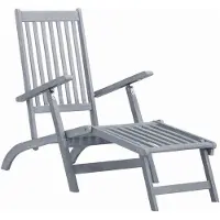 vidaXL Chaise longue avec repose-pieds Gris Bois massif Acacia