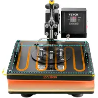 Vevor Presse à transfert thermique 5 en 1 - 29 x 38 cm - T-shirt - 1000 W - Noir - Pivote à 360 ° - Avec contrôleur numérique LED de température et de temps