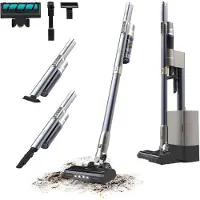 Cecotec Aspirateur Balai sans Fil avec Base de Vidange Scoba 2100 Station. 210W, Moteur Numérique Brushless, Pression
