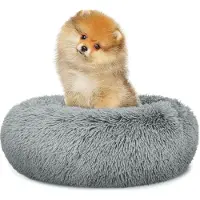 Leobert Lit peluche universel pour chiens et chats, 40 cm - gris clair