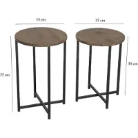 Skye Decor , Neta Set - Walnut, Table basse, noyer, 100 % PEUPLIER MASSIF, 35 x 35 x 55 cm