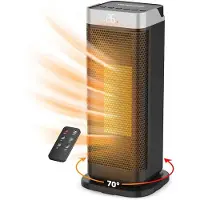 Vulpes goods Aérotherme céramique, chauffage céramique, chauffage 2000 watts, 4 niveaux, minuterie, télécommande & thermostat, aérotherme d'intérieur, noir