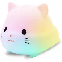 Vulpes goods Lampe de chevet pour enfants , avec contrôle tactile et 8 couleurs, en silicone LED, pour chambre d'enfant, rechargeable par USB, avec variateur d'intensité, fonction minuterie, motif chat