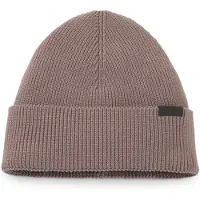 HUGO Bonnet en maille côtelée en coton avec étiquette logo tissée